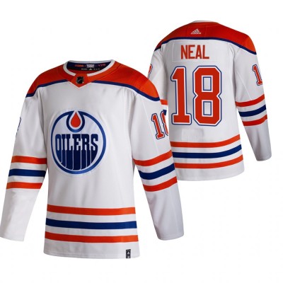 Edmonton Oilers #18 James Neal White Men's Adidas 2020-21 Reverse Retro Alternate NHL Jersey Men's